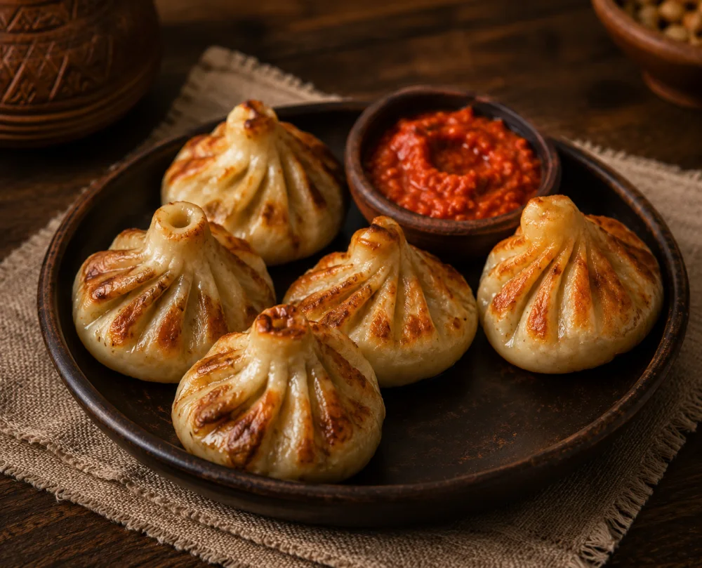 Khinkali gebraten mit Adjika